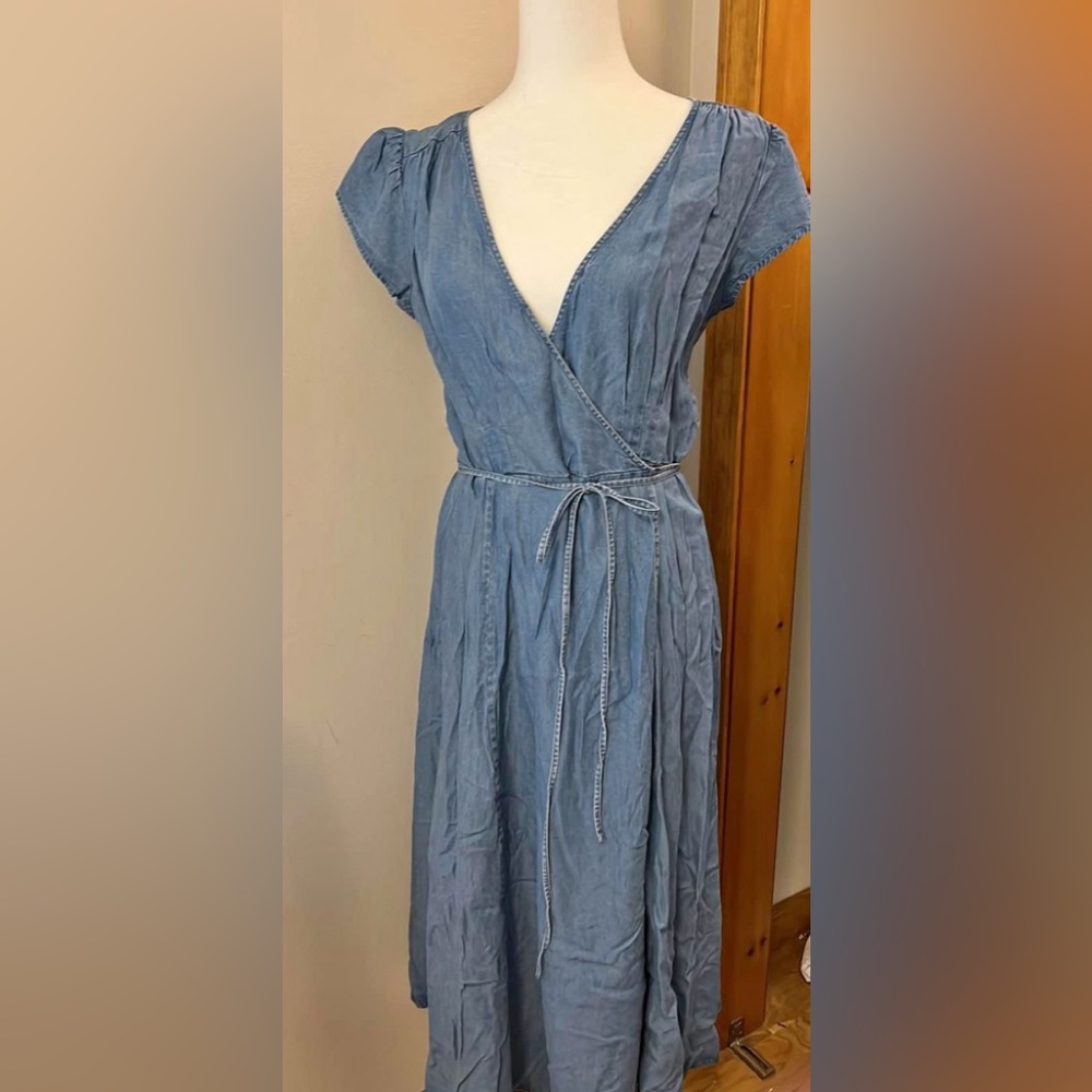 NTW GAP Denim Long Wrap Dress, size medium